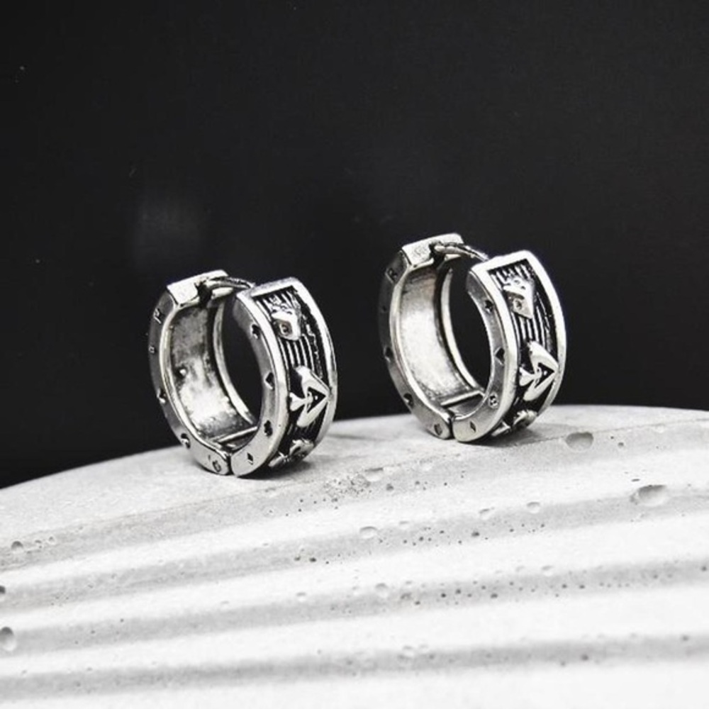 Silver Punk Hoop Earrings